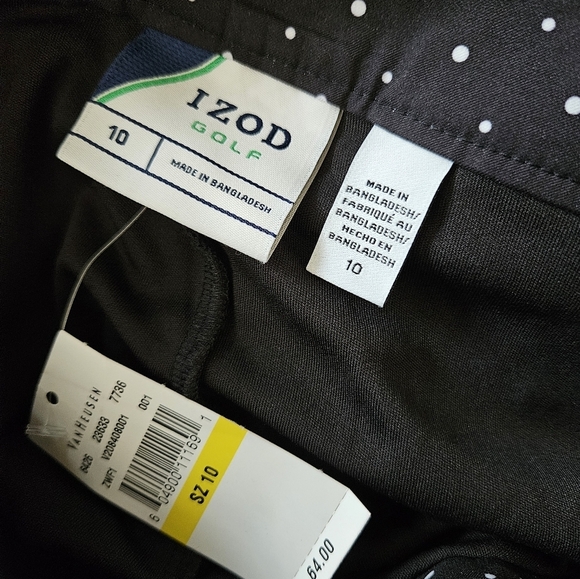 Izod NWT Women's 10 Golf Skort Black White Polka Dots Athletic Skort Athleisure - Picture 8 of 9
